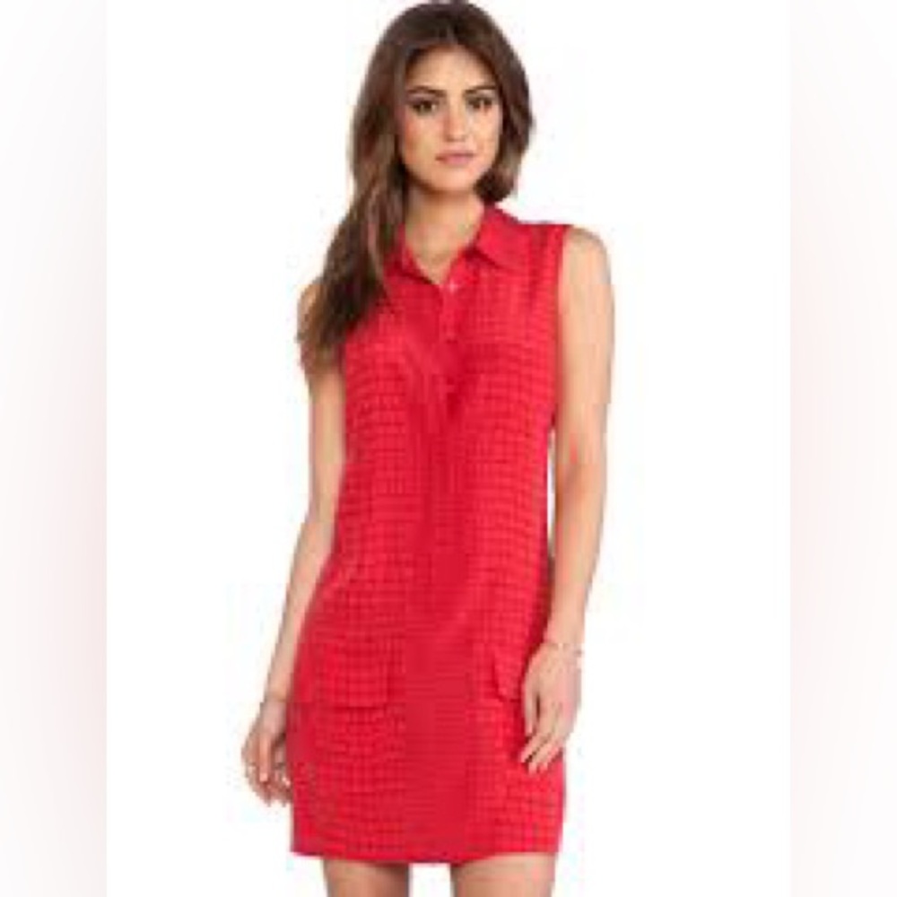 Equipment Femme 100% Silk Red Button-Up Dress